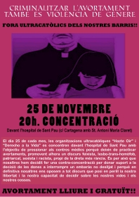 concentració 25 Nov, Fora ultracatòlics dels nostres barris!